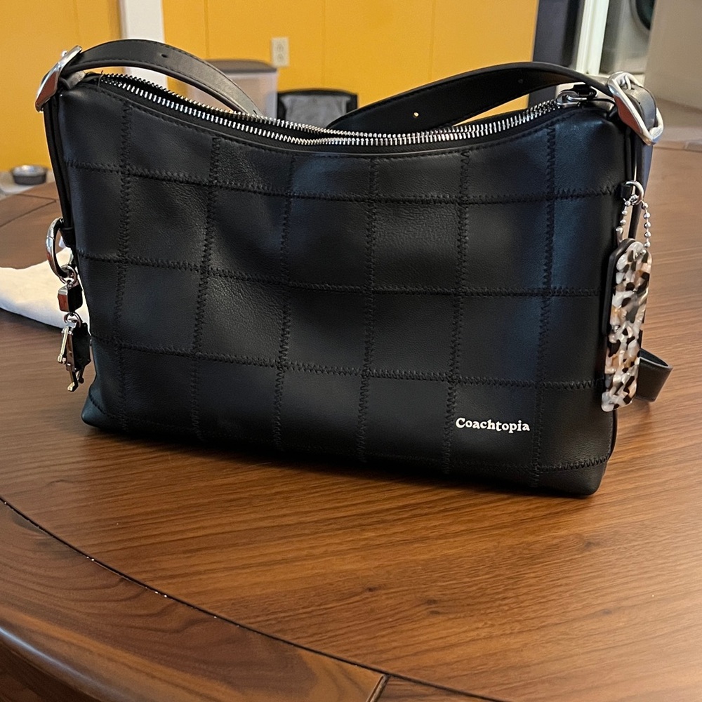 Coachtopia Alter/Ego Shoulder Bag In Checkerboard Upcrafted Leather Black